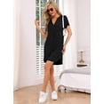 thumbnail image 3 of DARING DIVA Women's Short Sleeve Button Down Nightshirt XS Black, 3 of 6