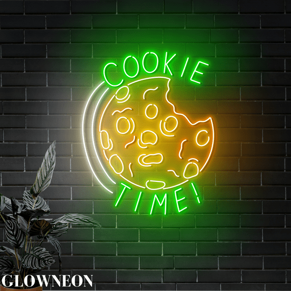 Glowneon Cookie Time Led Sign, Cookie Cake Neon Sign, Bakery Wall Art