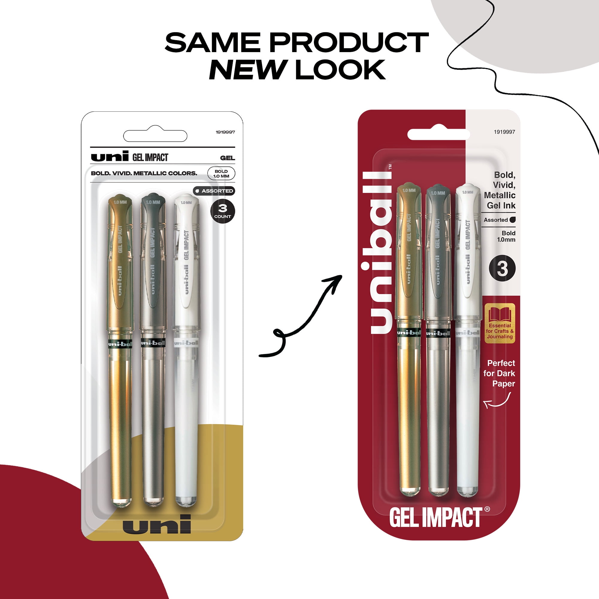 Uniball Gel Impact Pens, Bold Point (1.0mm), Assorted
