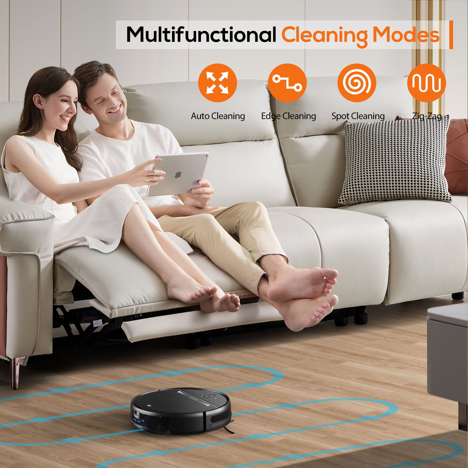 GOOVI Robot Vacuum Cleaner and Mop Combo with App WiFi and Remote Control Robotic Vacuums, Black