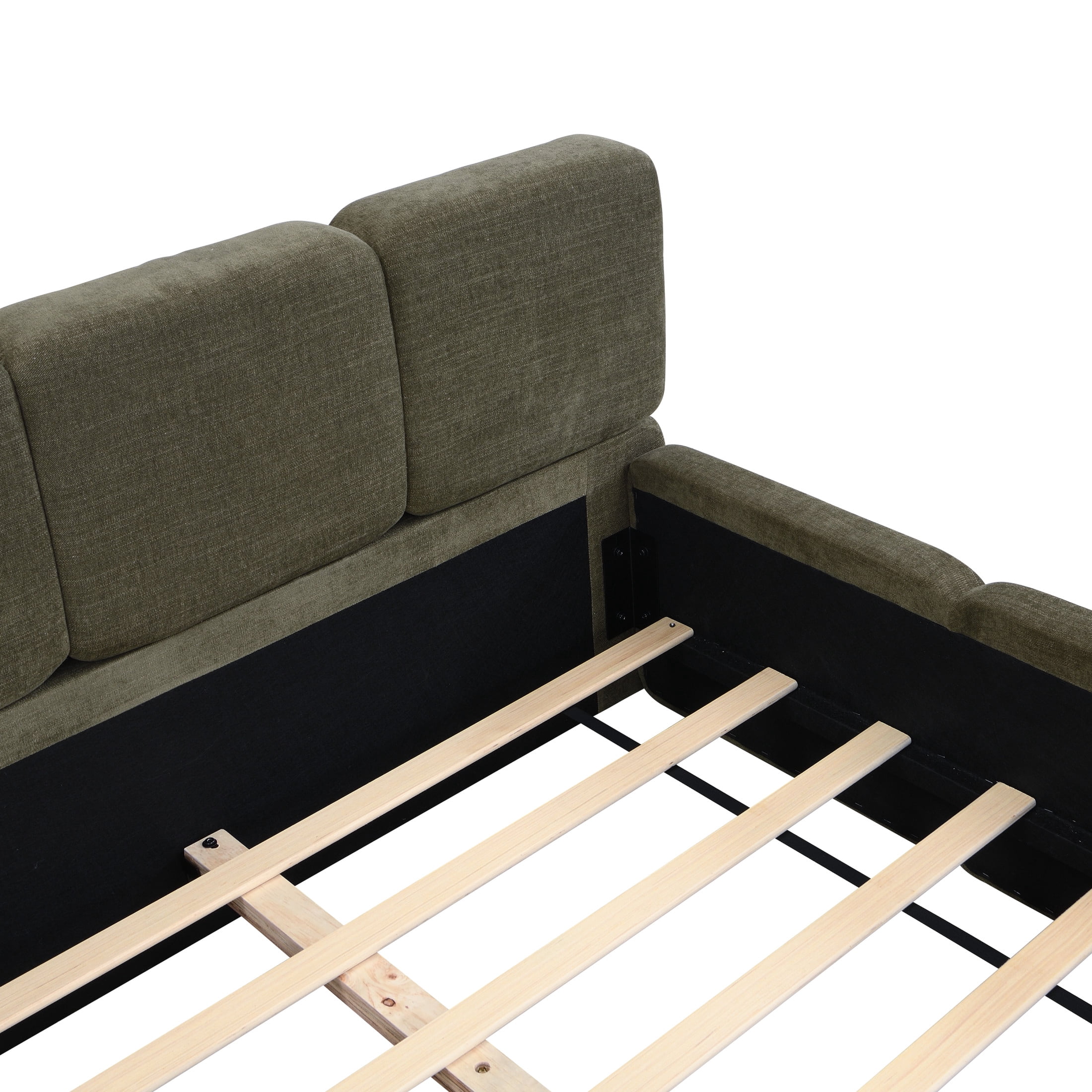Christopher Knight Home 92" California King Size Bed Frame, Thick Headboard Footboard, Linen Blend Upholstery, Green