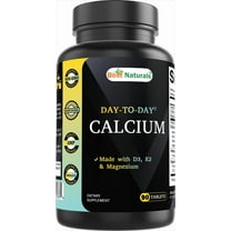 Best Naturals Calcium with D3 K2 Magnesium 90 Tablets - Made with Digestive Enzyme, Probiotics, Omega Blend
