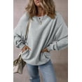 thumbnail image 3 of Women's Light Grey Solid Loose Crew Neck Fleece Sweatshirt, 3 of 12
