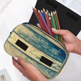 thumbnail image 6 of Sikiie Retro Wooden Print Flip Double-layer Pencil Case, All-purpose Stationery Bag for Study and Office, Zipper Design, Unisex, 6 of 7