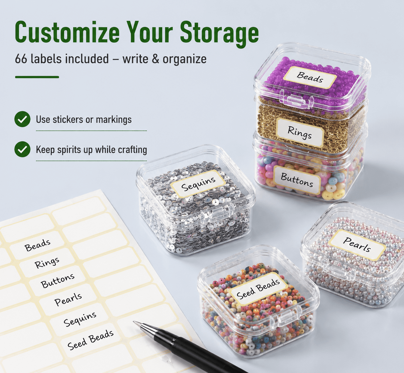 62-Piece Clear Bead Organizer Boxes with Hinged Lids – Mini Plastic Storage Containers for Jewelry, Seed Beads, Bracelets, Diamond Painting, and DIY Crafts