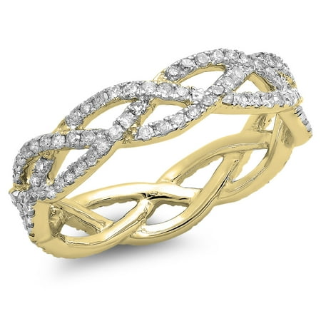 - Dazzlingrock Collection 0.75 Carat (ctw) 18K Round White Diamond Swirl Bridal Engagement Ring 3/4 CT, Yellow Gold, Size 6