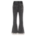 thumbnail image 2 of Zaldita Kids Girls Elastic Waist Lace Flare Jeans Bell Bottoms Slim Fit Denim Pants Casual Washed Trousers Dark Gray 5-6, 2 of 7