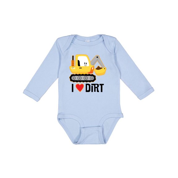 Inktastic Construction Truck I Love Dirt Boys or Girls Long Sleeve Baby Bodysuit