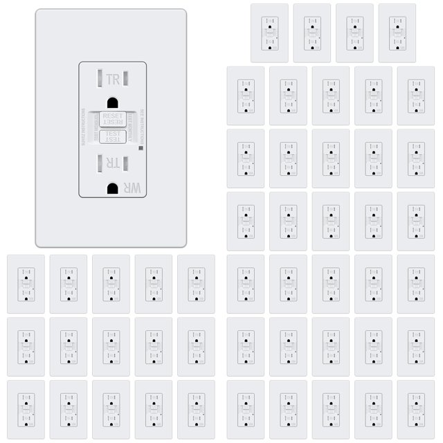 Enchufe eléctrico ELECTECK GFCI de 15 amperios, resistente a la intemperie, blanco
