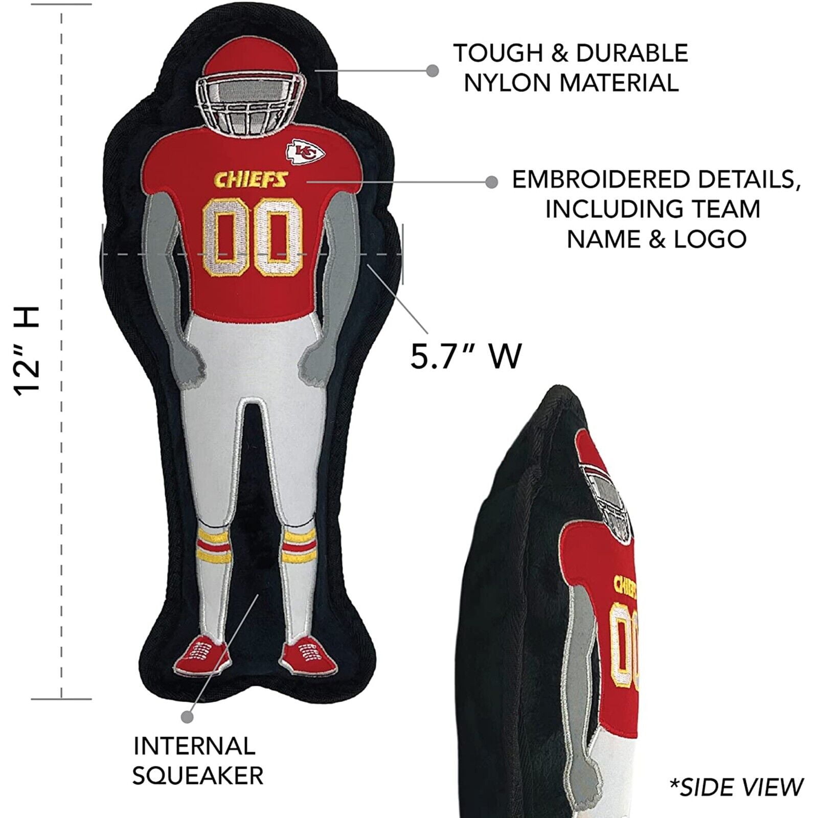 NFL Kansas City Chiefs Athletes Player Pet Dog Toy Premium Quality with Built-in Squeaker Chew Toy