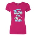 thumbnail image 2 of Wild Bobby, Faith Over Fear, Inspirational/Christian, Women Slim Fit Junior Tee, Raspberry, X-Large, 2 of 4