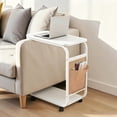 thumbnail image 4 of A wheeled double-layer storage sofa side table, coffee table and bedside sofa. It features a sturdy metal frame, saves space and is easy to move, with 360° rotatable C-shaped wheels., 4 of 8