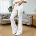 thumbnail image 2 of QATAINLAV White Flare Wide Leg Sweatpants for Women Drawstring High Waisted Bootcut Yoga Pants Velvet Soft Comfy Trousers Loungewear M, 2 of 10