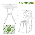 thumbnail image 6 of Withniture Bistro Table and Chairs Set of 2, White Metal Patio Bistro Set 3 Piece Outdoor Table Chairs with Umbrella Hole, Cast Aluminum Patio Furniture Set for Garden Porch, 6 of 6
