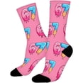 thumbnail image 3 of 5 Pair Baseball Funny Socks Christmas Santa Novelty Casual Crew Socks Women Men Christmas Socks Cute Crazy Design Socks Novelty Gift For Women Men 1 Pairs 2 Size Socks Stocking(Pink,34cm), 3 of 7
