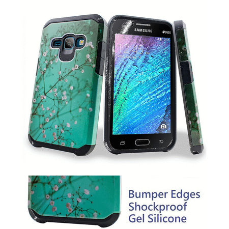 for 4.5" Samsung Galaxy J1 2016 Express 3 Amp 2 ( LUNA ) Case Phone Case Hybrid Shock Proof Edge Slim Bumper Cover Blossom Teal