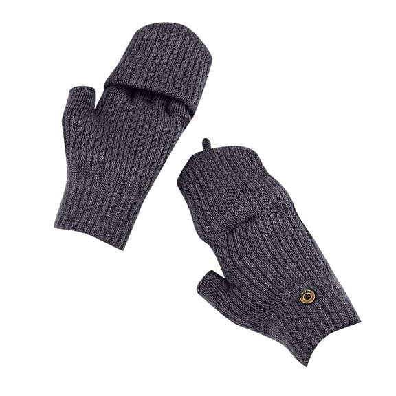 Aayomet Ski Gloves Convertible Fingerless Gloves Wool Gloves Thermal Gloves Unisex (GY2, One Size)