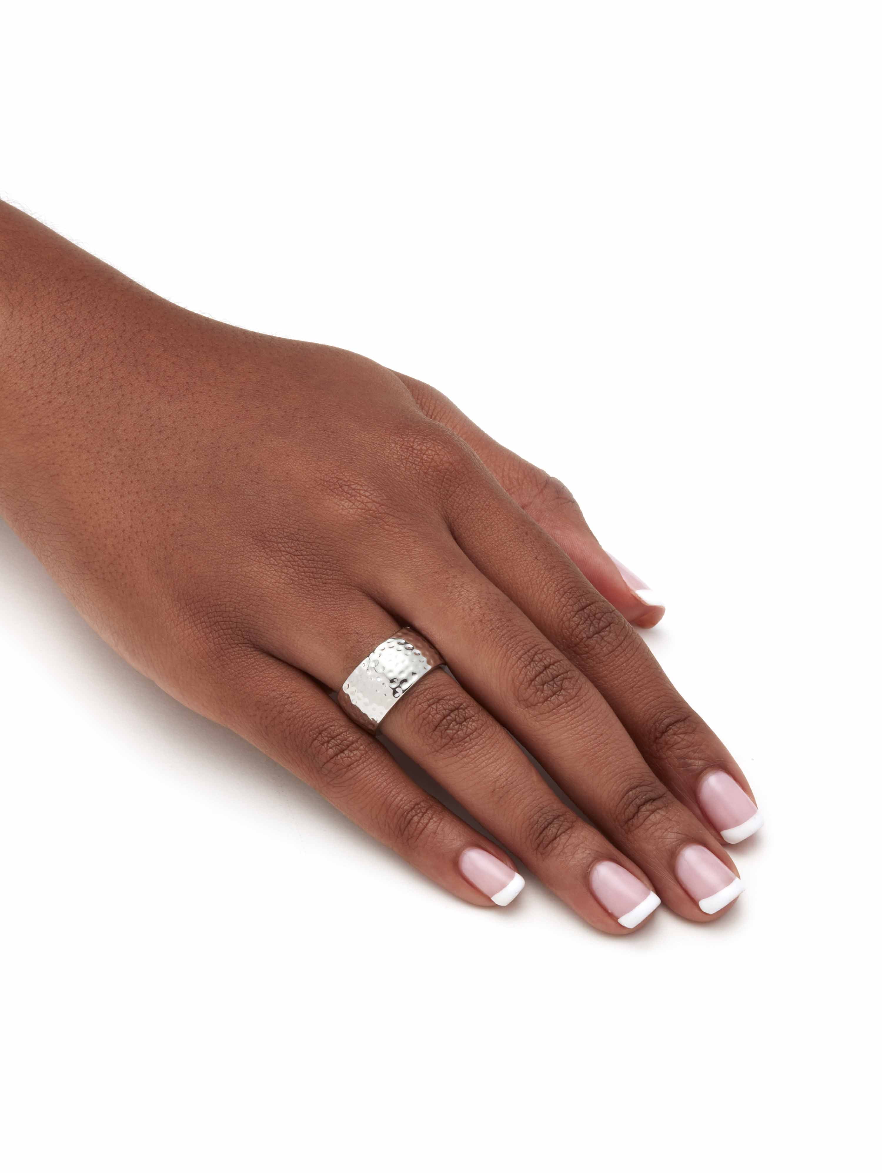 PalmBeach Jewelry Yellow Gold-Plated or Silvertone Hammered-Style Ring Band