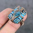 thumbnail image 3 of Natural Blue Topaz Gemstone Copper Wire Wrap Gift Jewelry Ring Size 7.5, 3 of 4