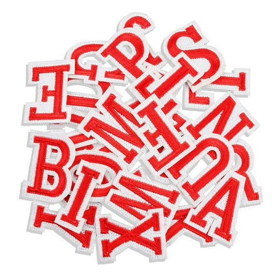 AUQ Iron on Patches,Freely Combined Letters Iron on Letters,Brightly Colored Embroidery Letter Patches,Red