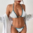 thumbnail image 6 of WREESH Womens Two Piece Swimsuit Metal Chain Bikini Set Thong Bikini High Breast Contrast Solid Bikini Set Solid Swimsuit Sets Beach Bathing Suit White, 6 of 8