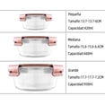 thumbnail image 4 of Juego de 3 Recipientes Vidrio Herméticos para almacenamiento de Alimentos con tapas, Recipientes herméticos transparentes para cocina, horno, congelador y despensa (Redondos), 4 of 4