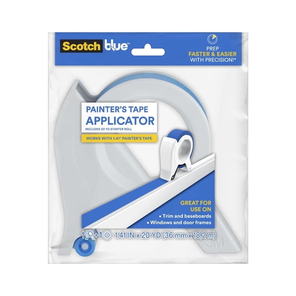 Scotch Blue Painter's Tape Applicator, White, TA3-SB-ES, Includes 1 Roll, 1.41 in.