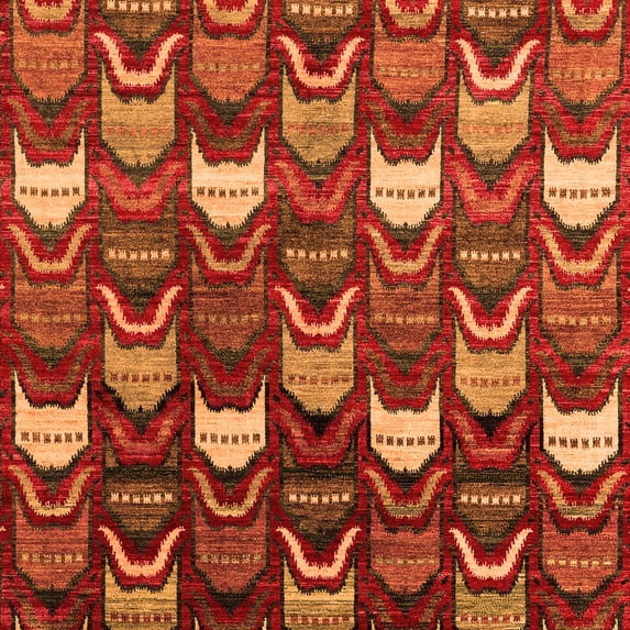 Ahgly Company Indoor Square Abstract Orange Modern Area Rugs, 6' Square