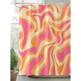 thumbnail image 2 of Pink Orange Long Shower Curtain Set, Waterproof Shower Curtains for Bathroom, Art Abstract Modern Geometric Washable Fabric Cloth Bath Curtain for Bathtub Decoration with Hooks 72x84 Inches, 2 of 6