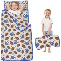 Beige Background Football Helmets Pattern Toddler Nap Mats for Kids Preschool,Sleeping Mat Bag or Kids,Toddler Sleeping Bag,Toddler Nap Mat or Daycare