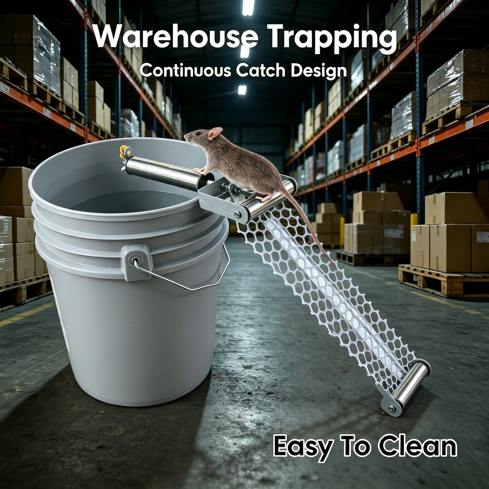Astoutdoor Rolling Trap Accessory Kit, Galvanized Metal Rolling Unit with 19.69in Mesh Ramp, Fits Bucket Up to 14.54in Height