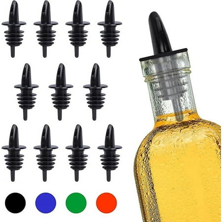 

EHOMEA2Z Plastic Liquor Bottle Pourers Black- 12 Pack Classic Bottle Pourers for Alcohol Leak-Proof Dishwasher-Safe Pour Spouts for Liquor Bottles