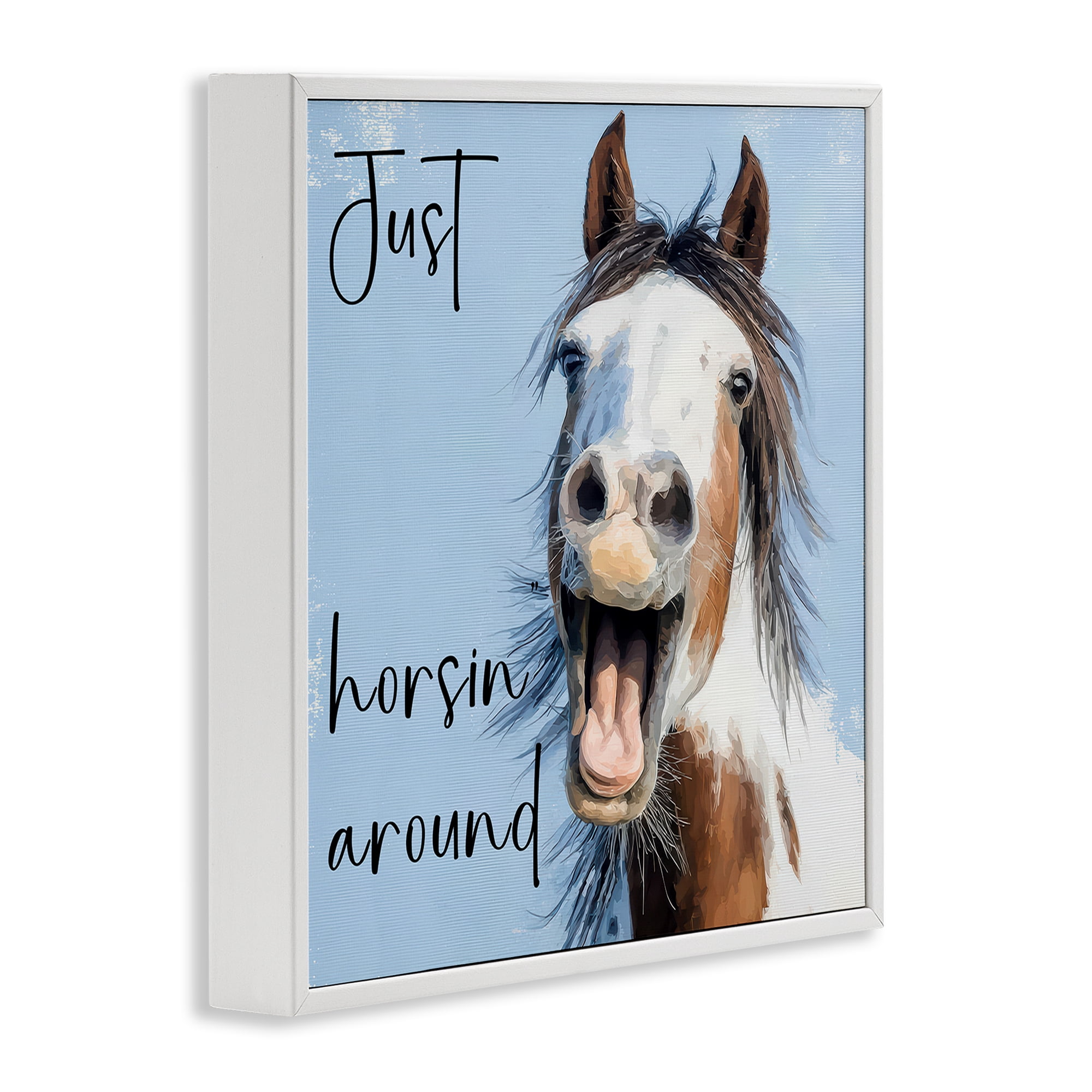 Stupell Industries Just Horsin' Around White Framed Giclee Art, design by Kim Curinga