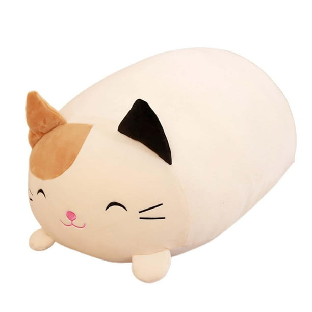 Almohada de dibujos animados de animales, juguete de peluche, almohada para dormir suave para fiesta, oficina, dormitorio gato beige