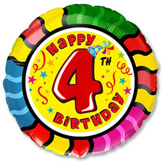 18 inch Happy Birthday - Four Foil Mylar Balloon - Party Supplies Decorations