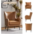 thumbnail image 5 of Faux Leather Armchair with Removable Cushion Upholstered Wingback Accent Chair Set of 2 Living Room Bedroom,Camel, 5 of 8