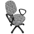 thumbnail image 1 of Hipster Office Chair Slipcover, Design with Some Geometrical Shapes with Leaves and Dots Culture, Protective Stretch Decorative Fabric Cover, Standard Size, Black White, by Ambesonne, 1 of 5
