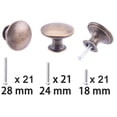 thumbnail image 3 of Pomos de armario HUGOLEM, 20 unidades, latón envejecido, redondos, 3 cm, 3 of 5