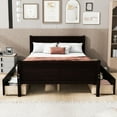 thumbnail image 2 of Full Size Wood Platform Bed with 4 Drawers,Storage Bed Frame with Streamlined Headboard and Footboard for Kids, Teens, Boys, Girls,Wooden Slats Support, No Box Spring Needed,Espresso, 2 of 8