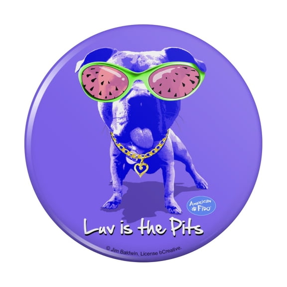 Luv is the Pits Love Pitbull Watermelon Sunglasses Pinback Button Pin