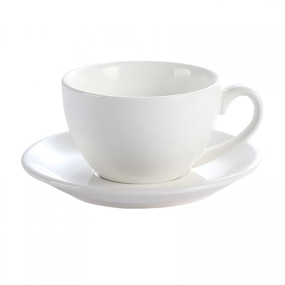 BPPEG Fashion Ceramic Coffee Cup with Saucer Set,European Modern Espresso Set for Latte,Mocha,Cappuccino Barista Art Ceramic Espresso Cups(White,220Ml)