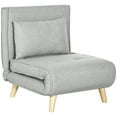 thumbnail image 2 of HOMCOM Modern Rubber Wood Metal Polyester Linen Solid Print Adjustable Backrest Chair, Light Gray, 2 of 9