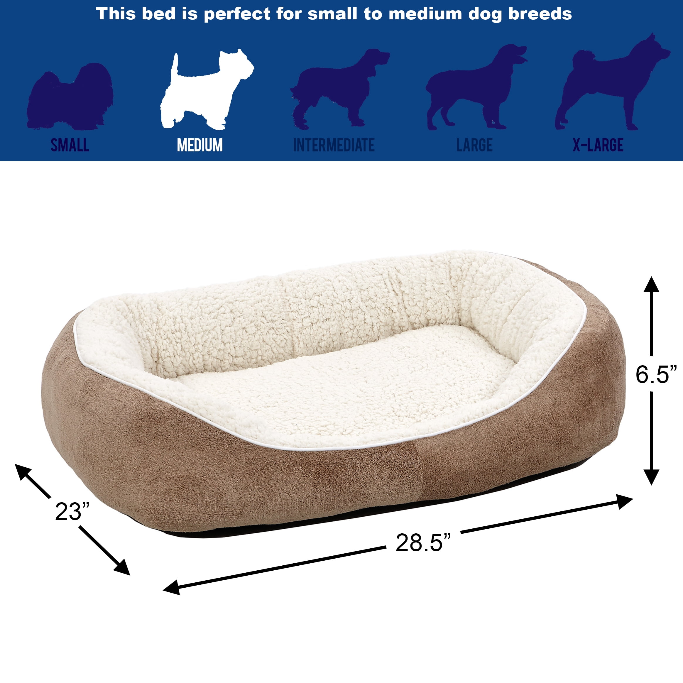 Quiet Time Cuddle Large Dog Bed Extra Thick Cushioned, Brown
