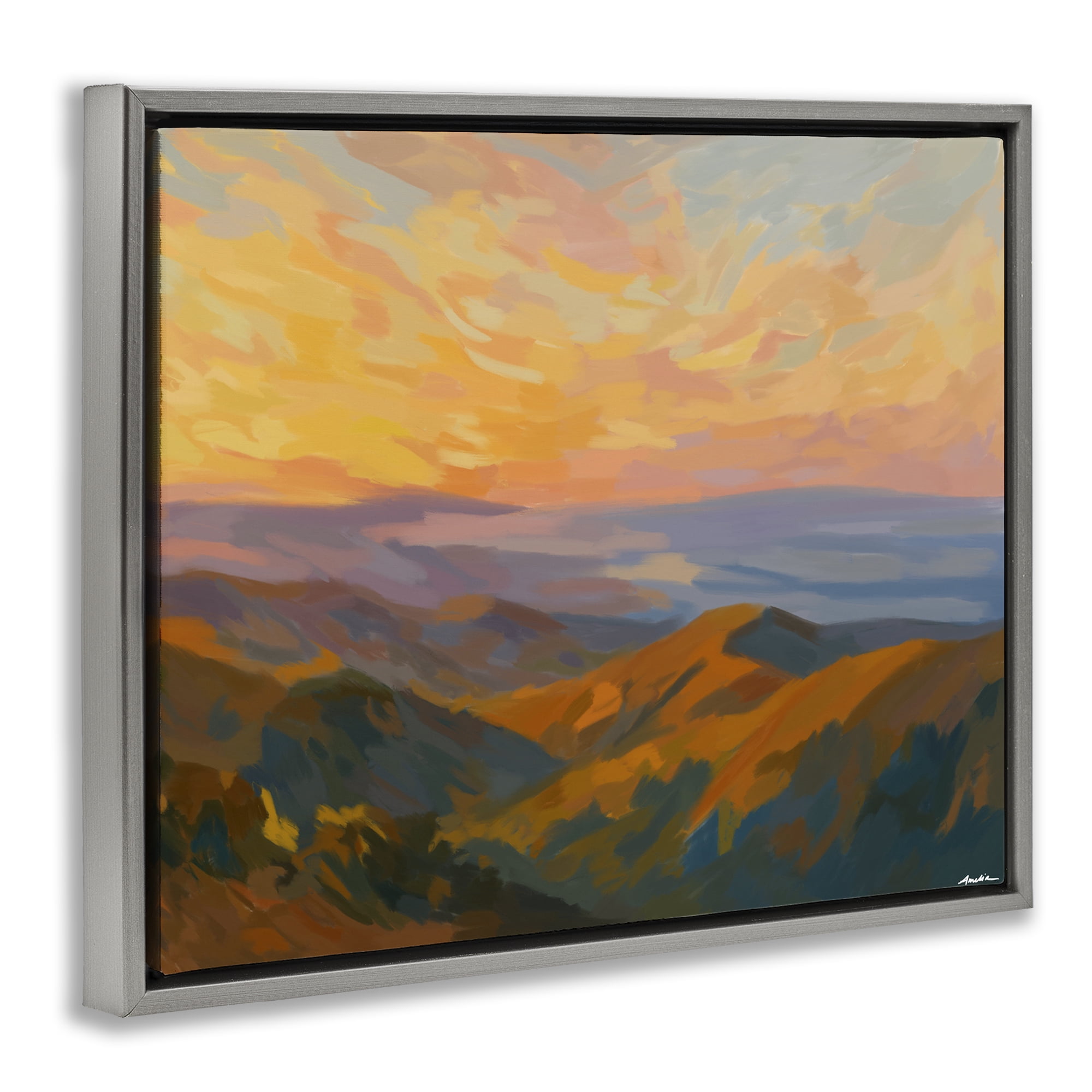 Stupell Industries California Sunset Landscape Gray Framed Floater Canvas Wall Art, design by Amelia Noyes