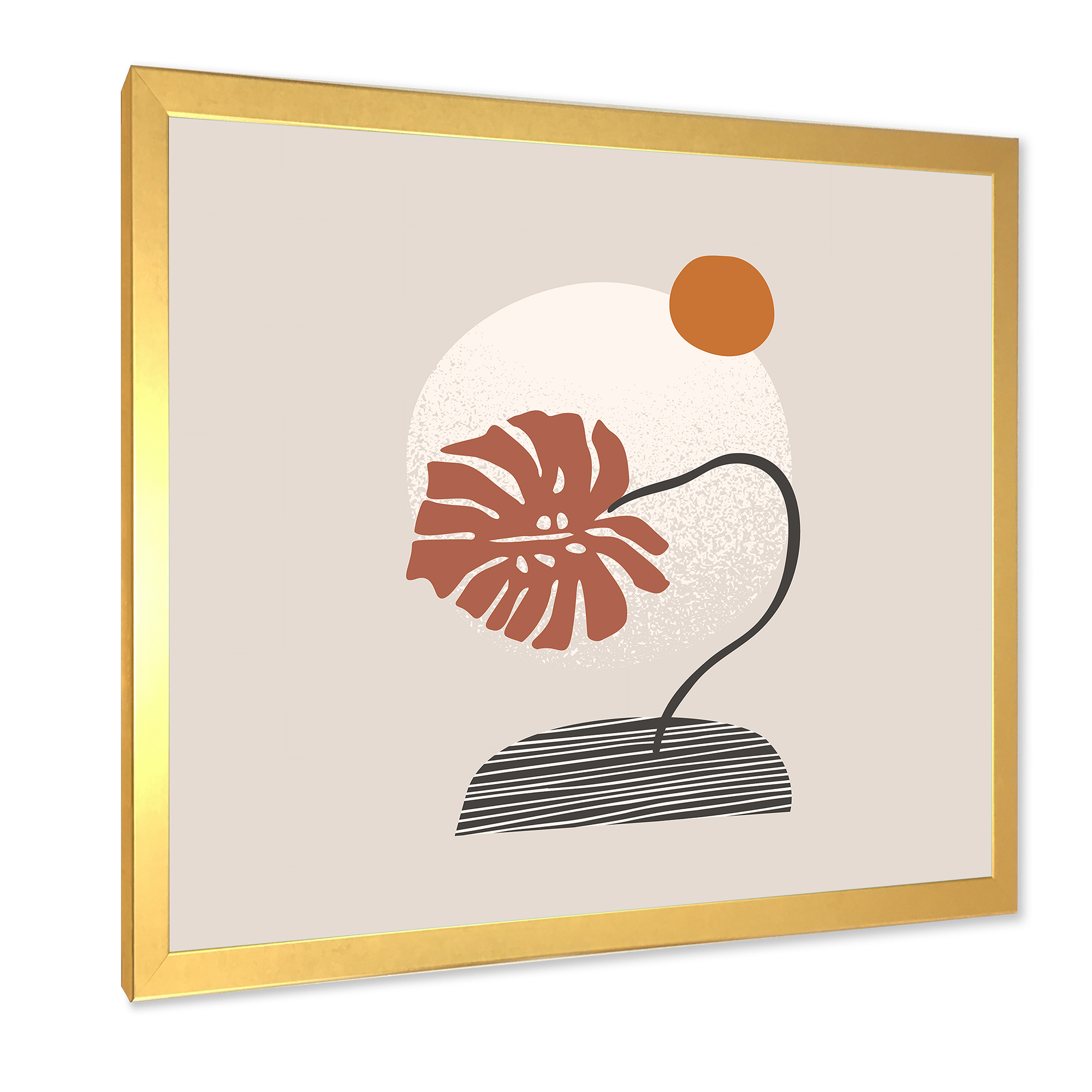 Designart 'Abstract Geometry Shapes and Tropical Palm Leaf III' Modern Framed Art Print