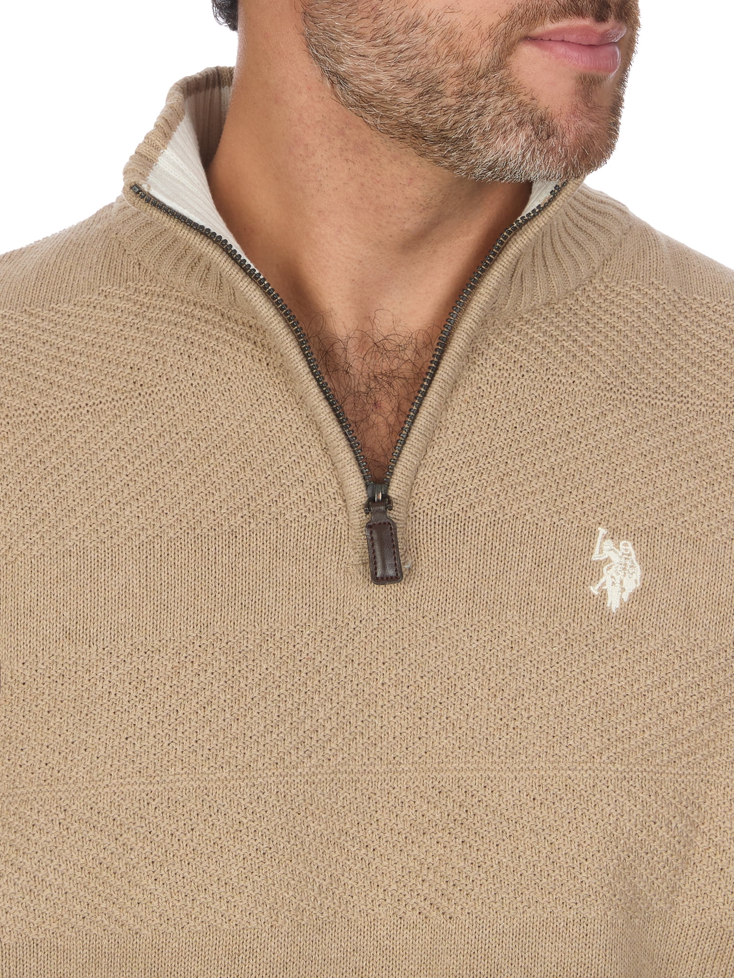 U.S. Polo Assn. Men's Textured Quarter Zip Sweater