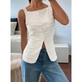 thumbnail image 5 of Womens Vest Top Trendy Button Up Tank Tops Asymmetrical Y2k Going Out Top White M, 5 of 9