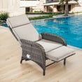thumbnail image 2 of POCASSY Outdoor Recliner Chair, Adjustable Reclining Patio Chair with Cushion, Wicker Outdoor Chaise Lounge with Adjustable Backrest and Footrest, Ideal for Pool Deck, Beige, 2 of 7