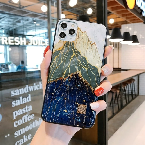 Funda de teléfono de lámina dorada de lujo para iPhone 11 12 13 14 mini Pro Max XS X XR 7 8 SE 2020, funda a prueba de golpes con hojas de árbol Tan Jianjun unisex