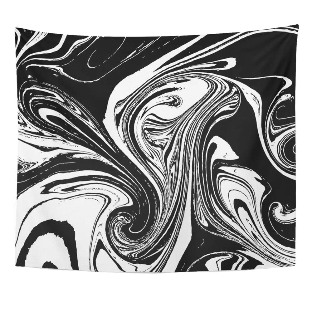 ZEALGNED Marble Ink Mix White and Black Paint Closeup Abstract Marbling Ebru Technique Wall Art